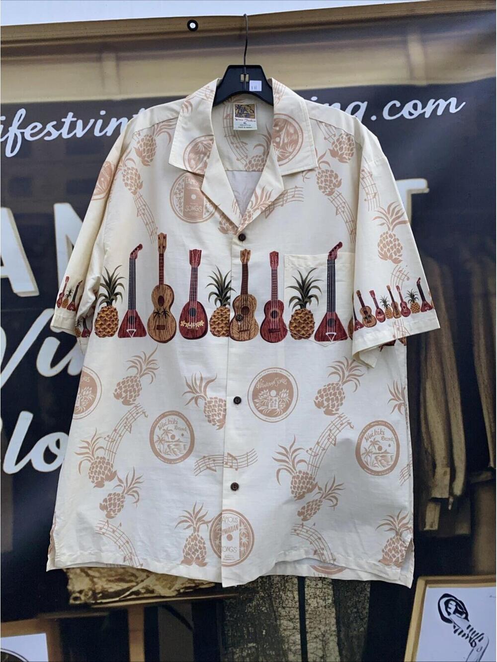 Vintage Winnie Fashions Waikiki Records Ukelele Honolulu Hawaiian T Shirt XL